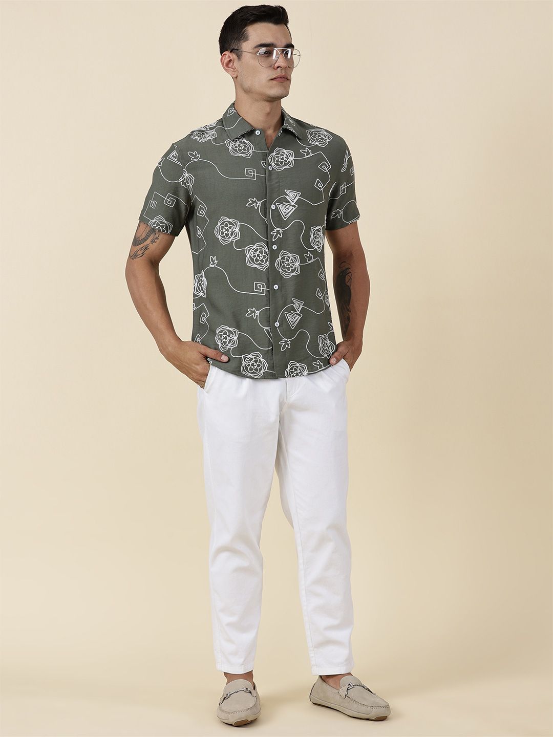 Thomas Scott Men Embroidered Regular Fit Casual Shirt