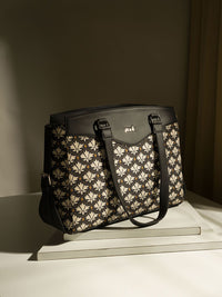 ZOUK Ethnic Motifs Printed Structured Jute Shoulder Bag