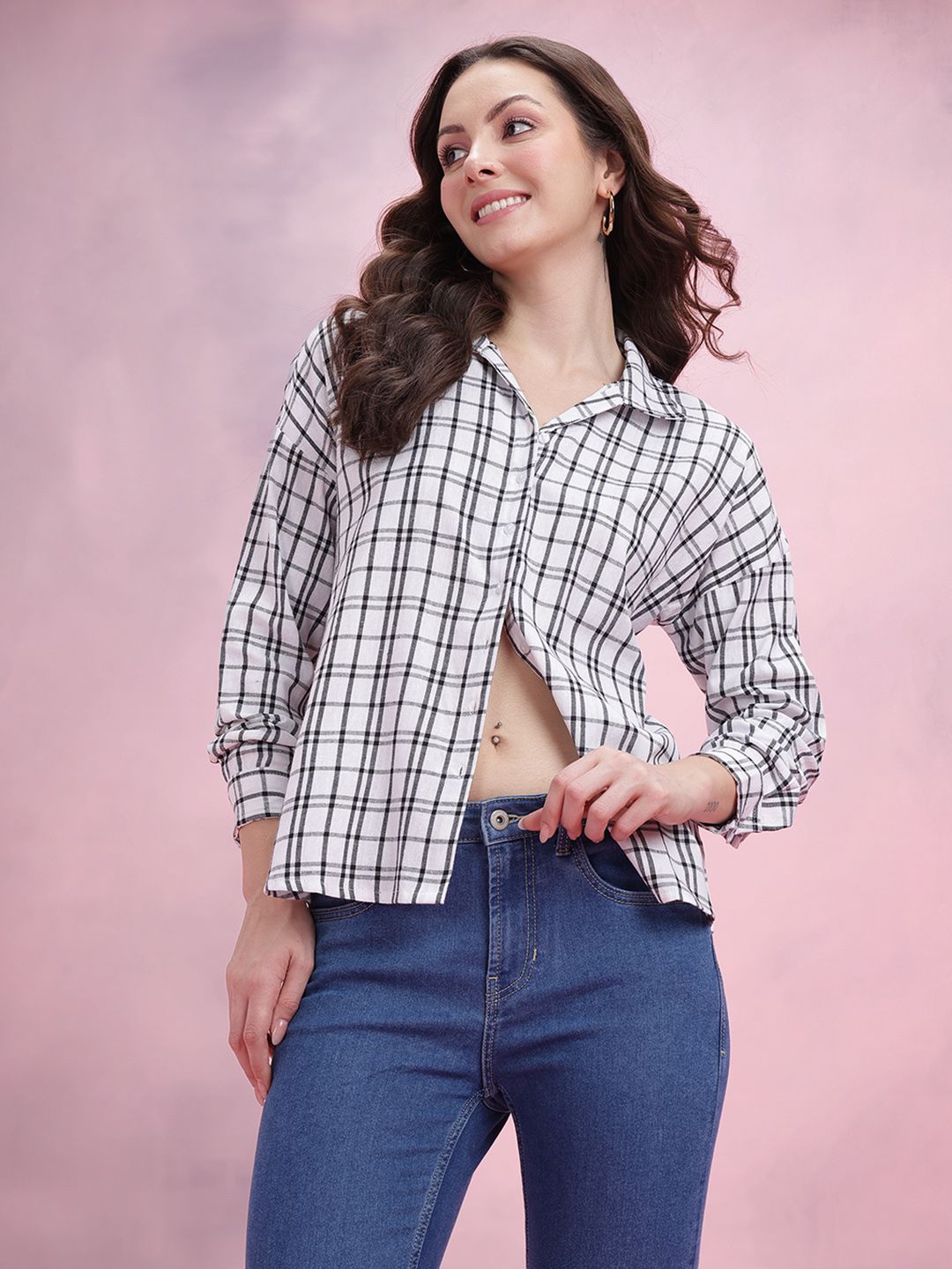 DressBerry Tartan Checks Monochrome Shirt