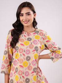 SANSKRUTIHOMES Notch Neck Floral Printed Pure Cotton Top & Trousers
