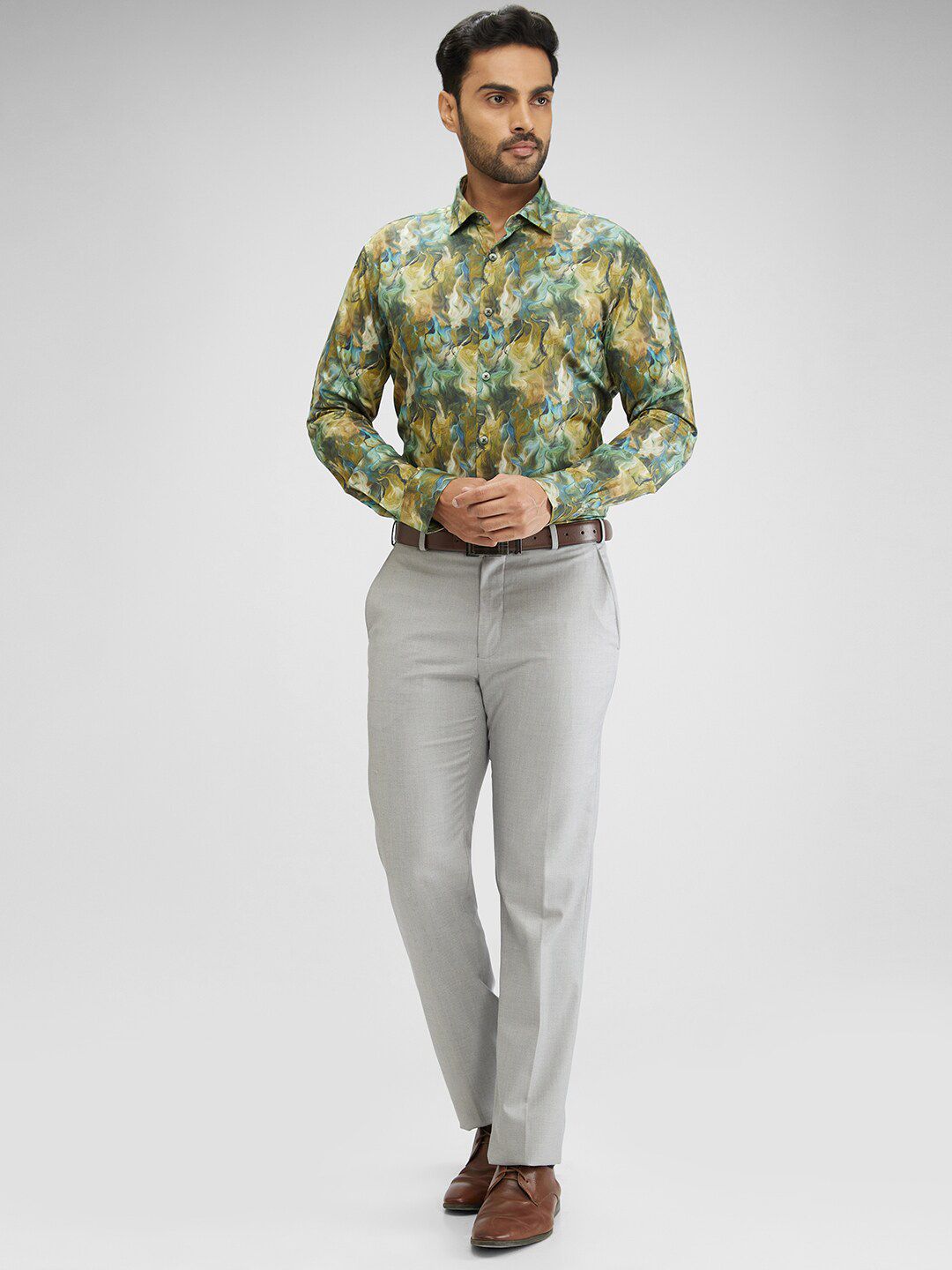 Park Avenue Slim Fit Floral Opaque Printed Cotton Casual Shirt