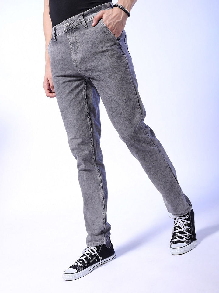 The Indian Garage Co Men Grey Slim Fit Clean Look Heavy Fade Jeans