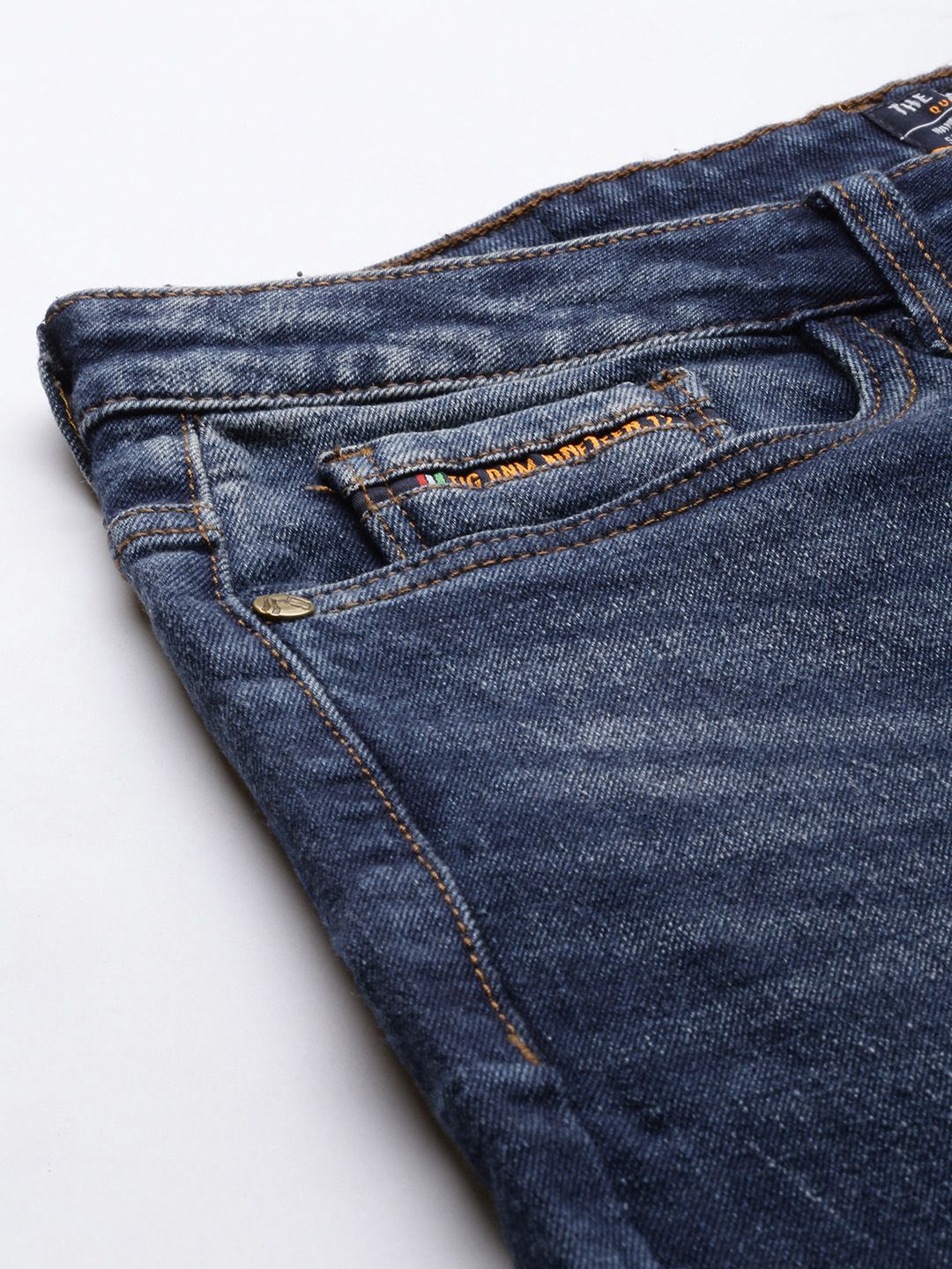 The Indian Garage Co Men Navy Blue Slim Fit Light Fade Stretchable Jeans