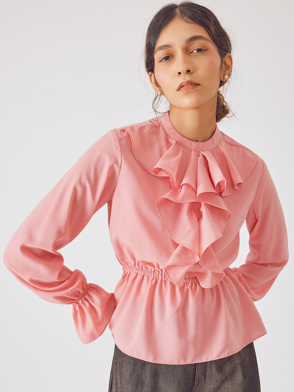 The Label Life Cinched Waist Ruffle Top