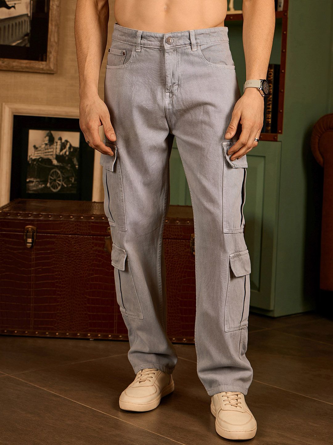DENNISON Korean Baggy Fit Cargo Jeans
