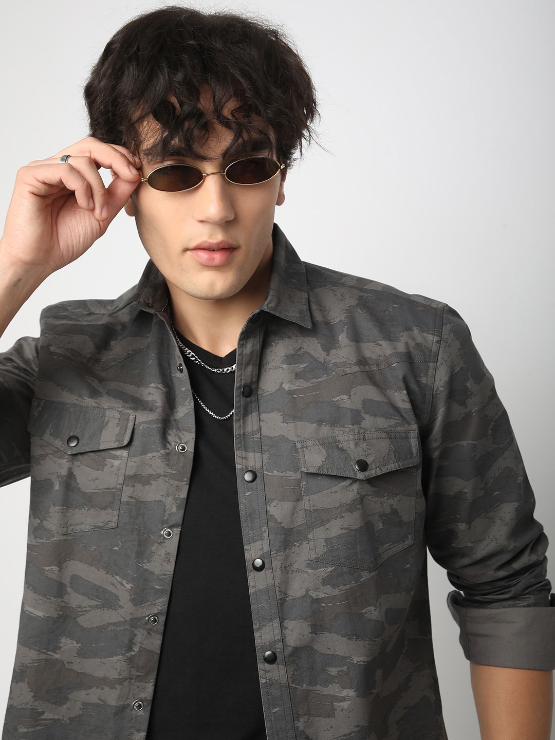 VASTRADO Men Classic Fit Spread Collar Camouflage Printed Cotton Slim Fit Casual Shirt