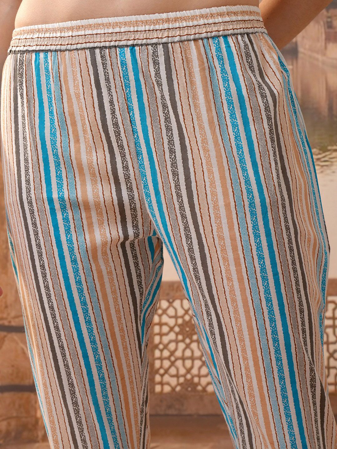 Vishudh Brown Ethnic Motifs Printed Pure Cotton Anarkali Kurta With Trousers & Dupatta