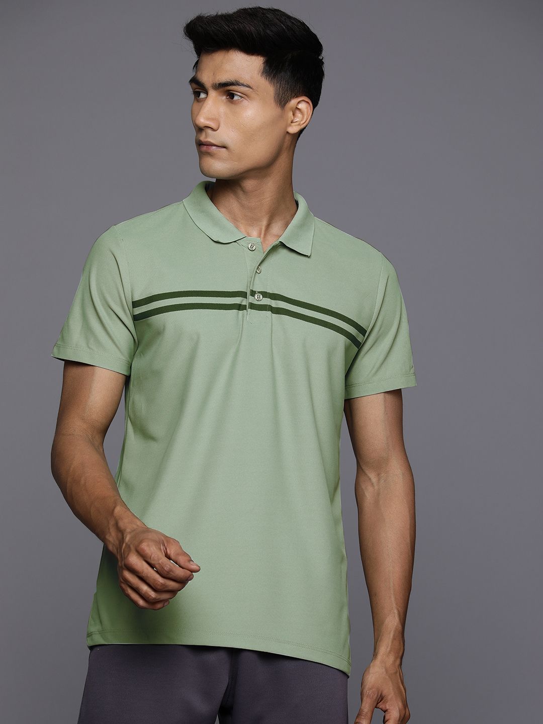 HRX by Hrithik Roshan Men Striped Polo Collar T-shirt