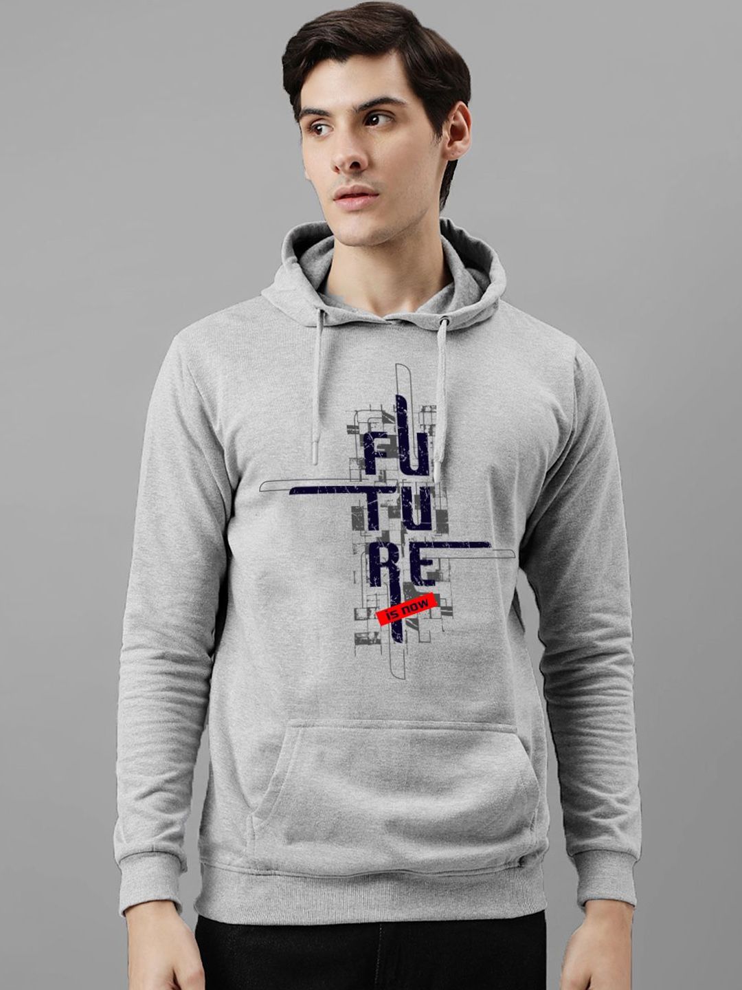 ADRO Men Printed Hooded Pullover Sweatshirt