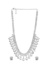 Rubans Women Rhodium Plated Crystal White AD & Cubic Zirconia Studded Jewellery Set
