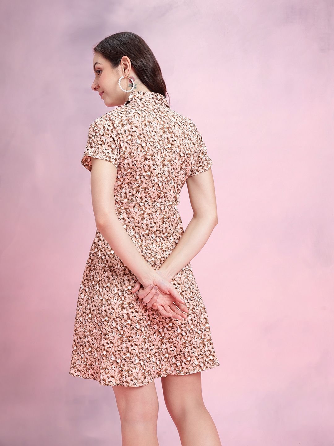 DressBerry Floral Print Lapel Collar Blazer-Style A-Line Dress