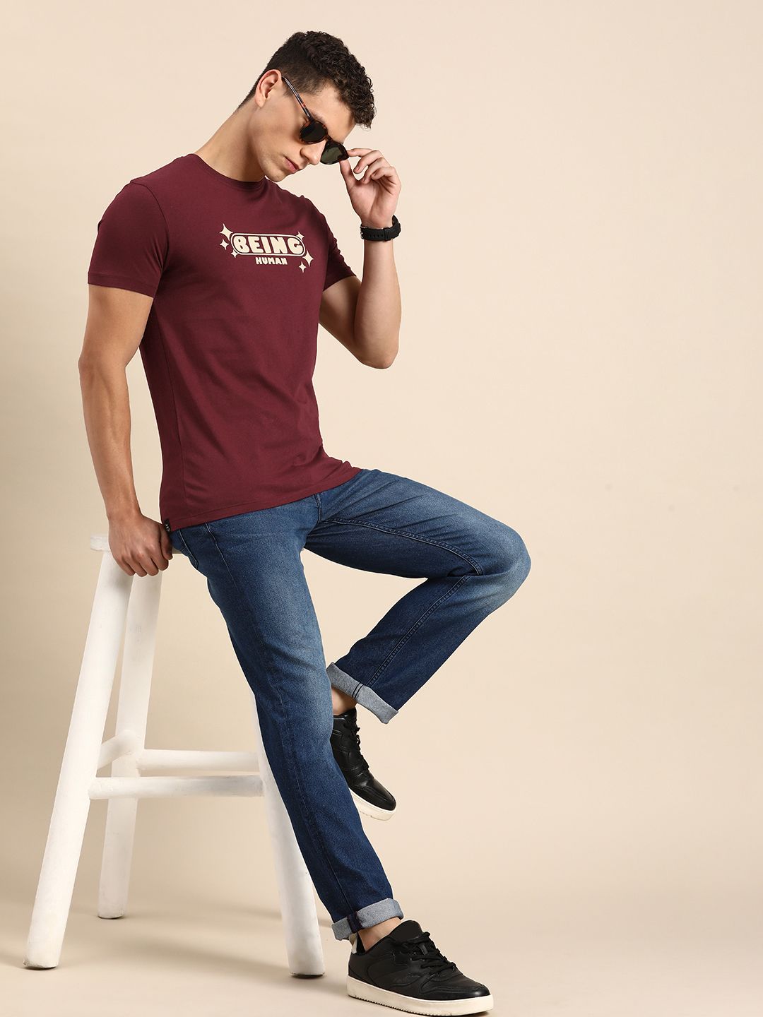 Being Human Pure Cotton Brand Logo Printed Casual T-shirt