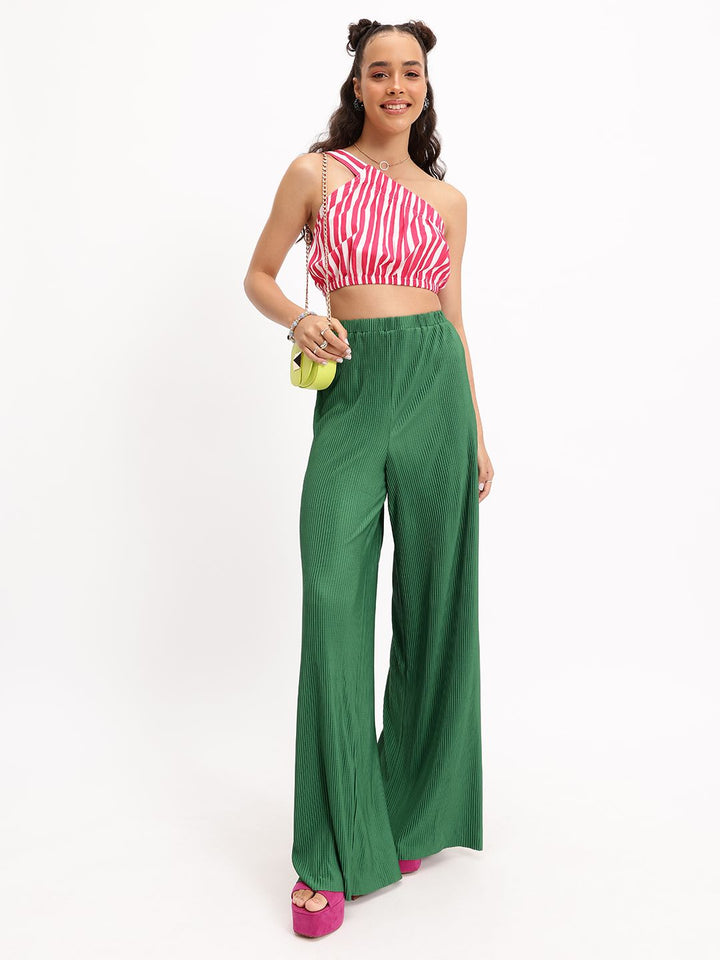 DressBerry Candy Stripes One-Shoulder Crop Top