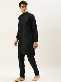 SOJANYA Men Beige & Black Ethnic Motifs Print Kurta & Churidar with Nehru Jacket