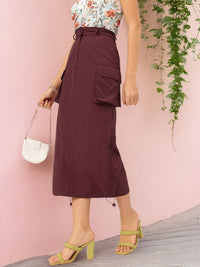 DressBerry Cute & Comfy Boxy Pocket Straight Midi Skirt