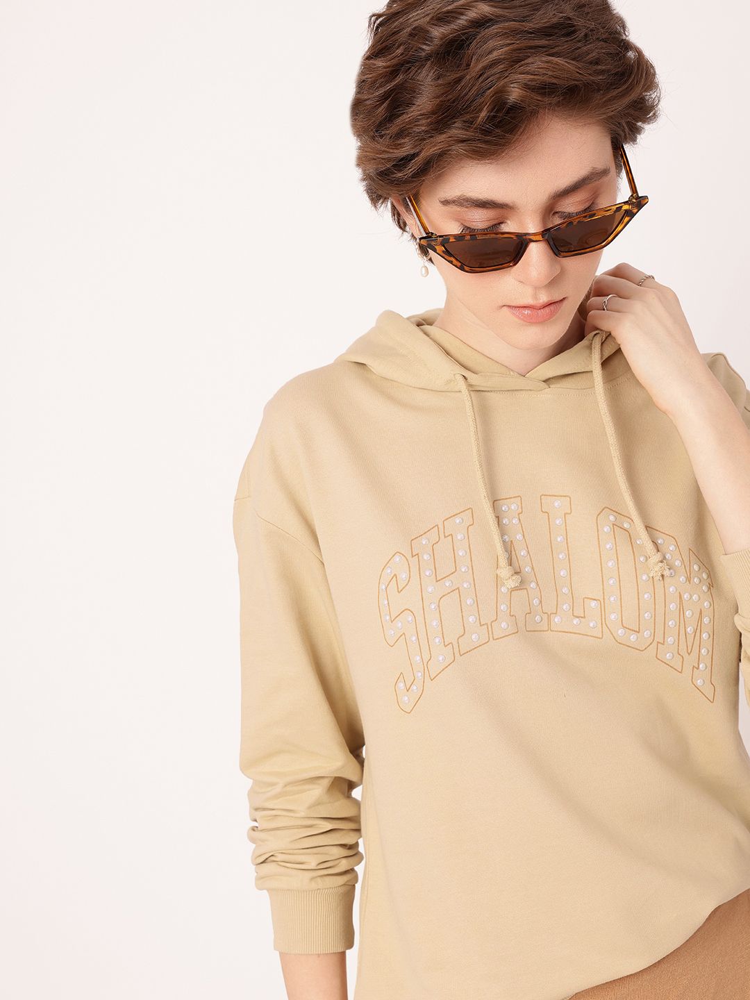 DressBerry Hooded Cotton Terry Relaxed Fit Sweatshirt
