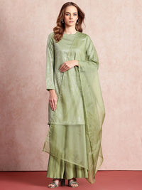 all about you Sequinned Detail Kurta with Trousers & Dupatta