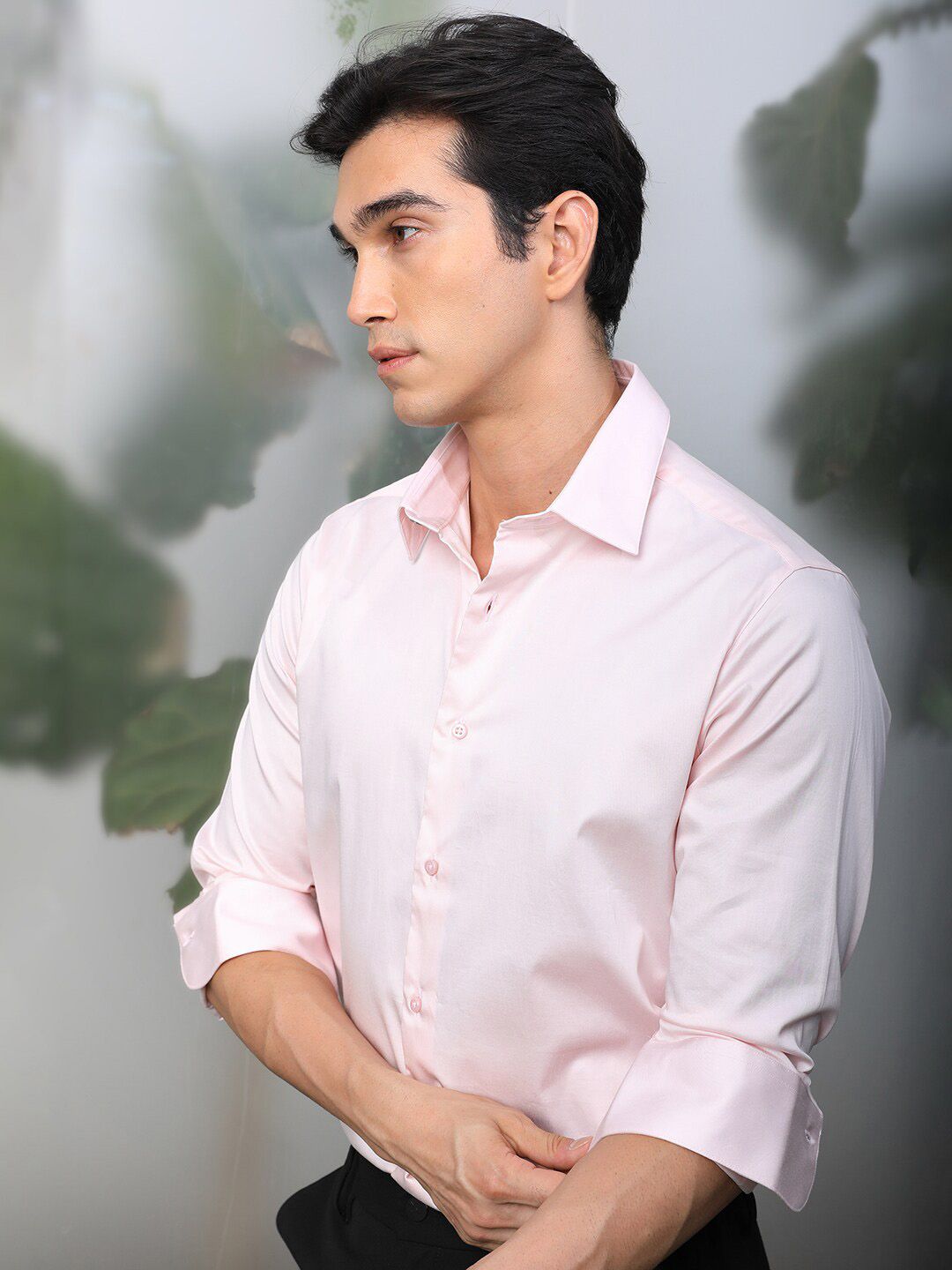 RARE RABBIT Men Melton Slim Fit Cotton Shirt