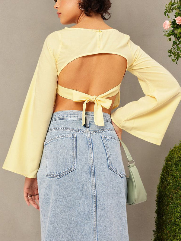 DressBerry Pastel Play Tie-Up Open Back Top