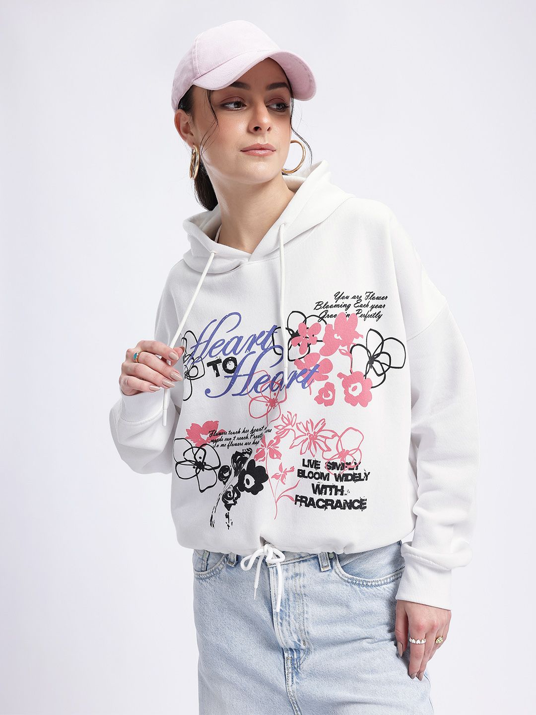 DressBerry Snug Life Printed Hooded Sweatshirt
