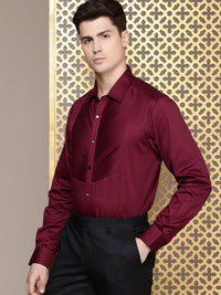House of Pataudi Pure Cotton Pleated Opaque Party Shirt