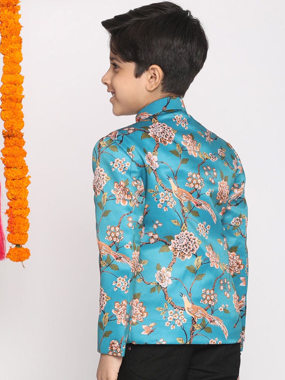 VASTRAMAY Boys Printed Slim Fit Bandhgala Jodhpuri Blazer
