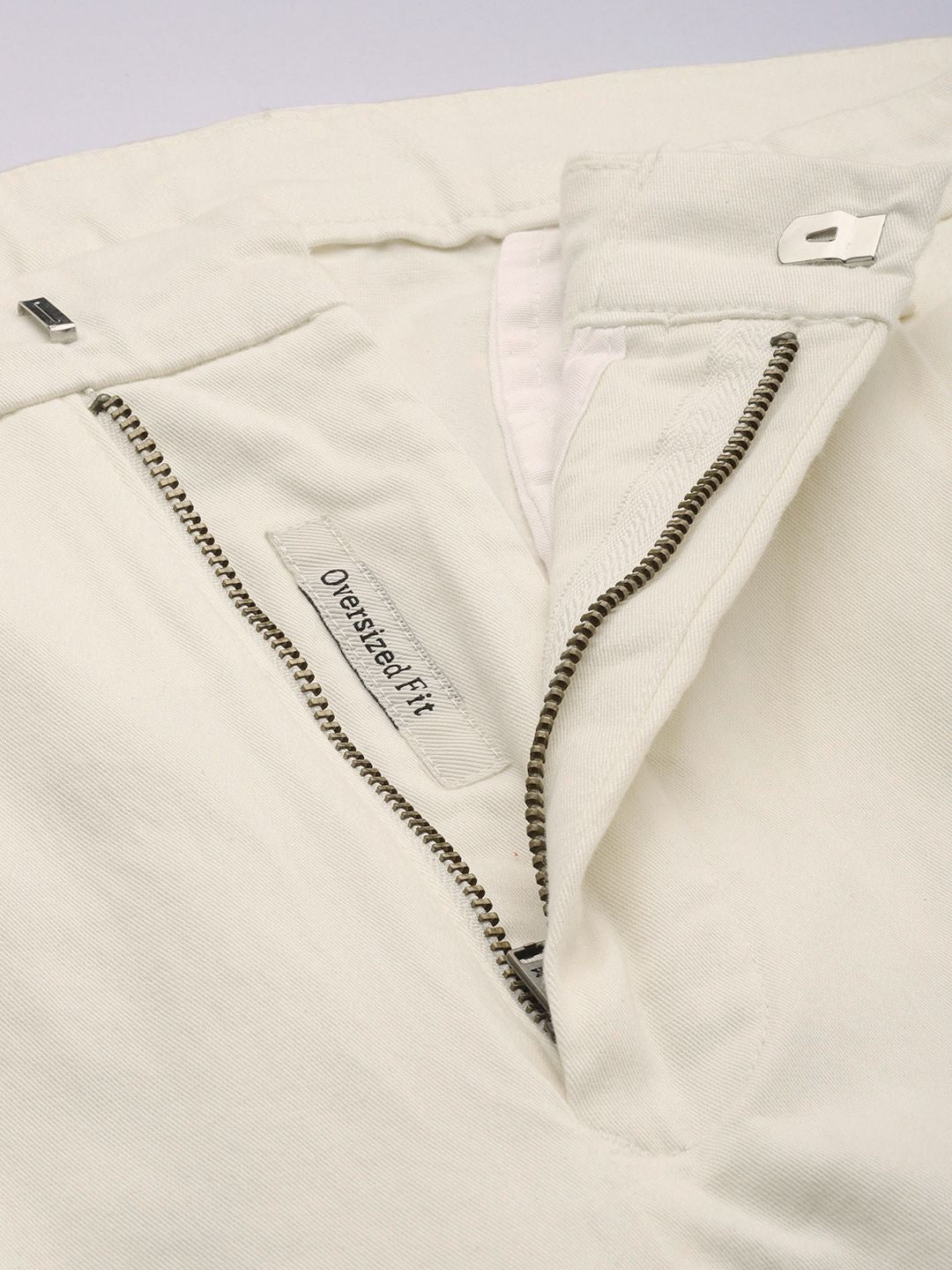 Mr Bowerbird Men Cream-Coloured Oversized Fit Mid-Rise Elephant Ankle Pleated Trousers