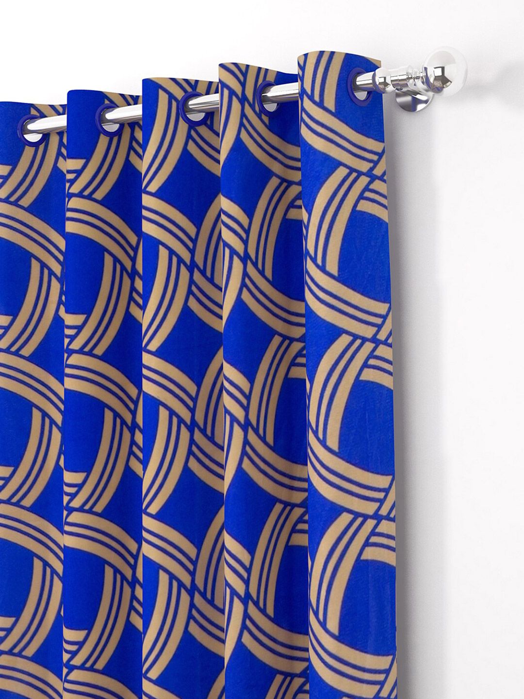 Story@home Nature Blue & Brown 2 Pieces Geometric Printed Window Curtains