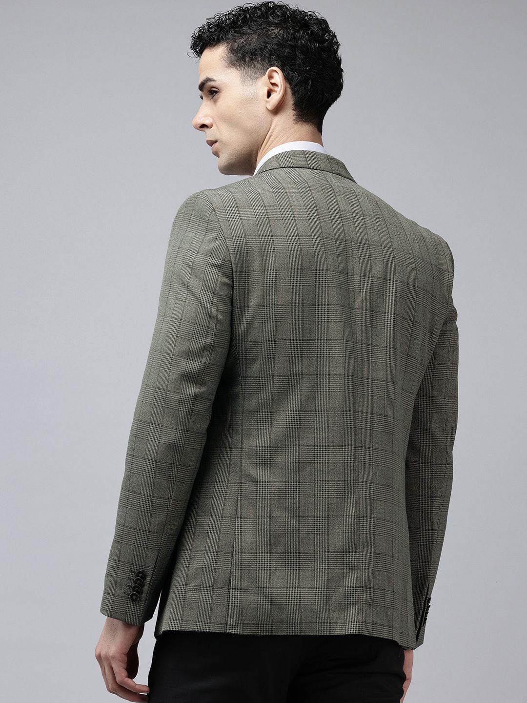 Park Avenue Slim Fit Checked Single-Breasted Formal Blazer