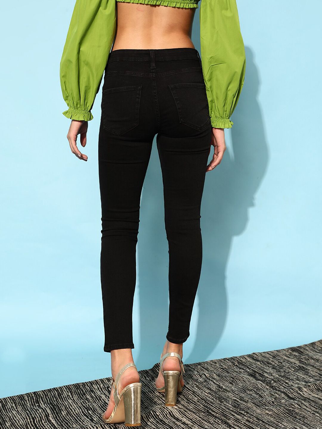 STREET 9 Women Black Slim Fit High-Rise Clean Look Jeans