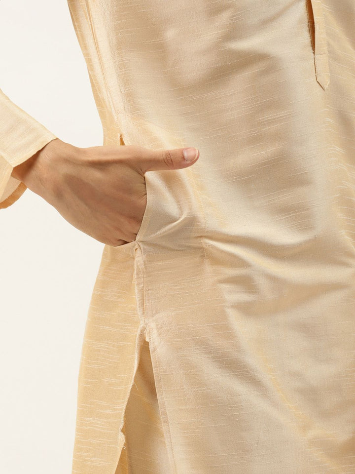 SOJANYA Men Beige & Blue Kurta with Churidar