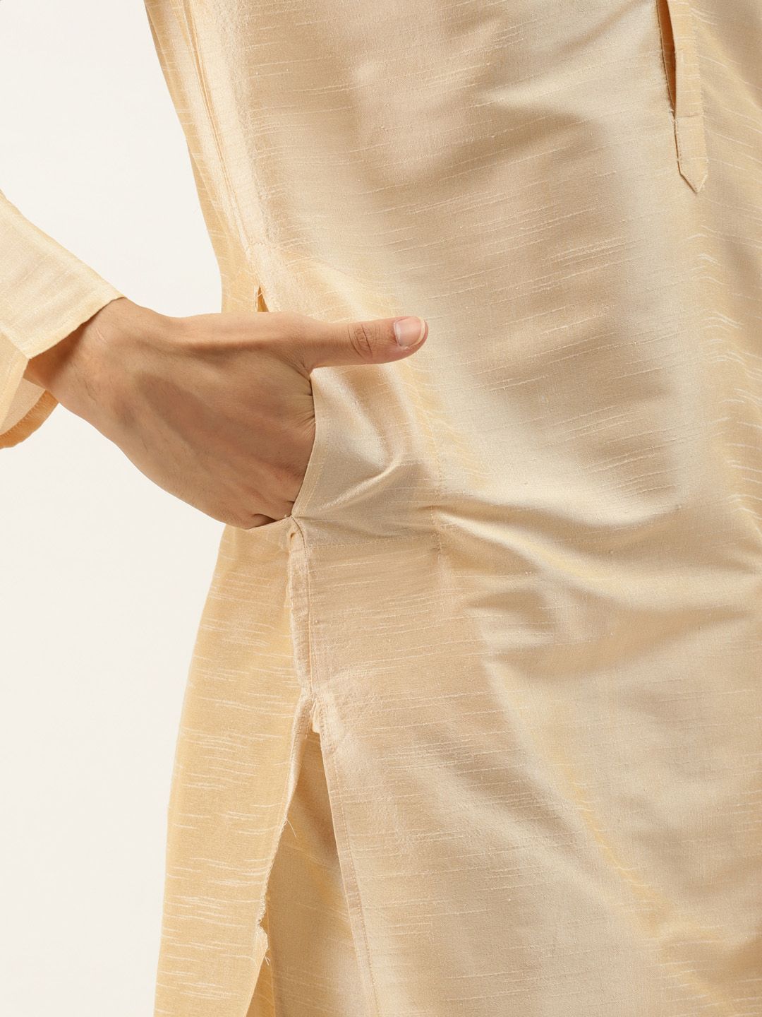 SOJANYA Men Beige & Blue Kurta with Churidar