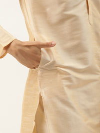 SOJANYA Men Beige & Blue Kurta with Churidar