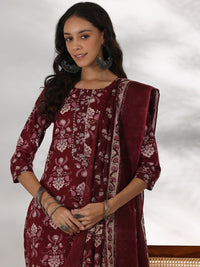 Libas Floral Printed Gotta Patti Pure Cotton Straight Kurta with Trouser & Dupatta