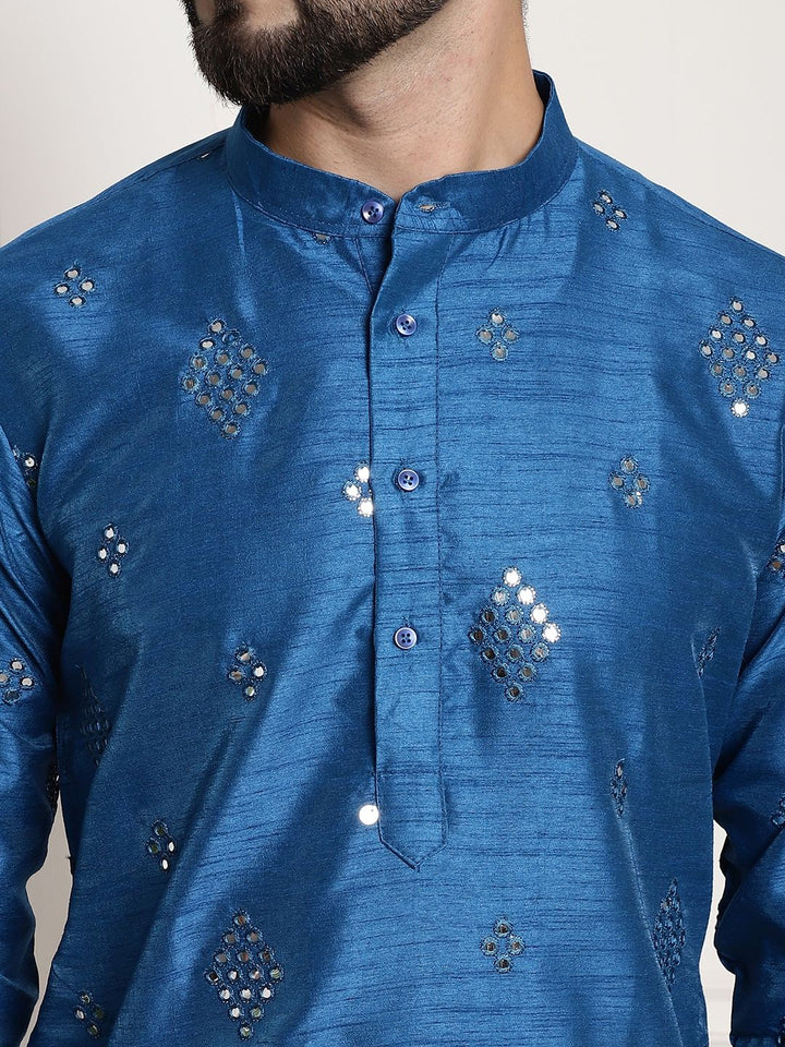 SOJANYA Geometric Embroidered Regular Mirror Work Kurta With Pyjamas