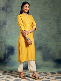 Libas Striped Mandarin Collar Straight Kurta