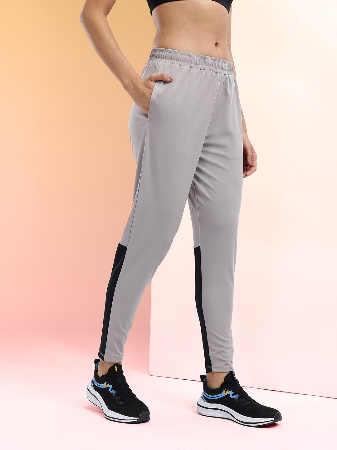 HRX by Hrithik Roshan Women Mid-Rise Rapid-Dry Running Track Pants with Side Slits
