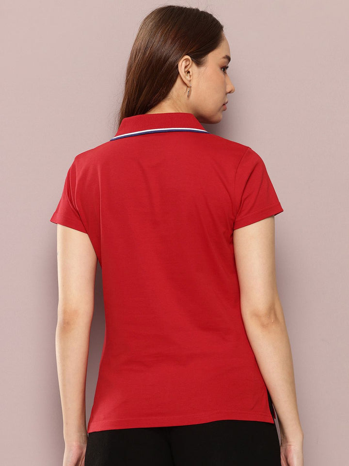 Dillinger wanita biasa fit lencana sulaman polo tshirt