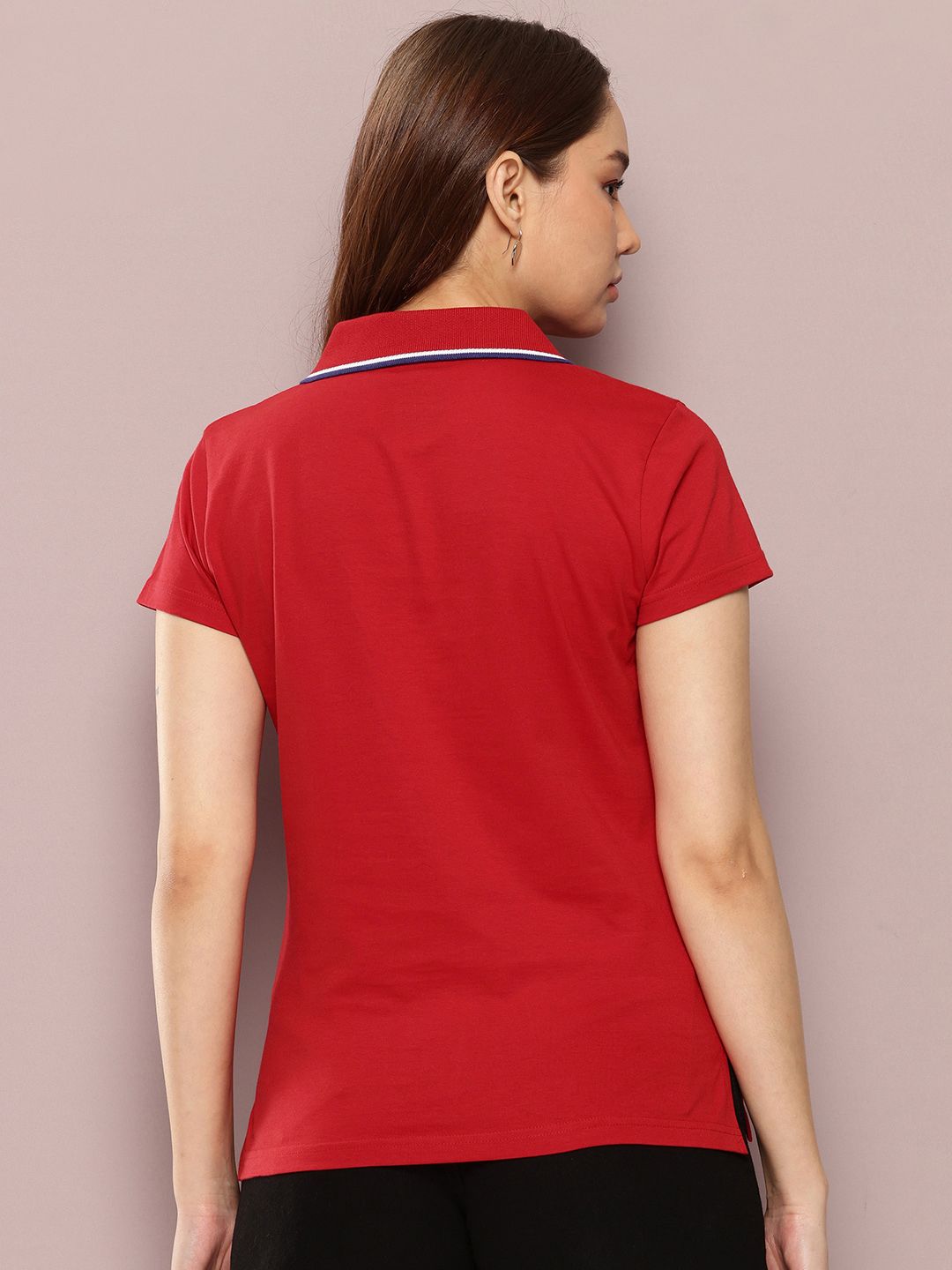 Dillinger wanita biasa fit lencana sulaman polo tshirt