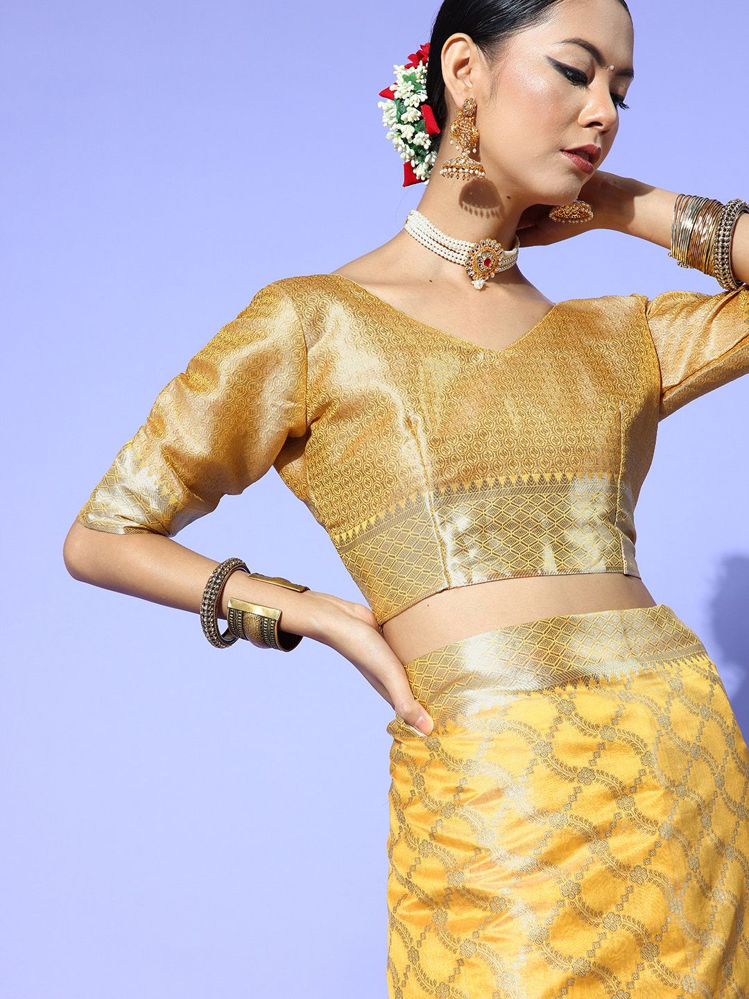 Saree mall Ethnic Motifs Saree With Woven Design Border
