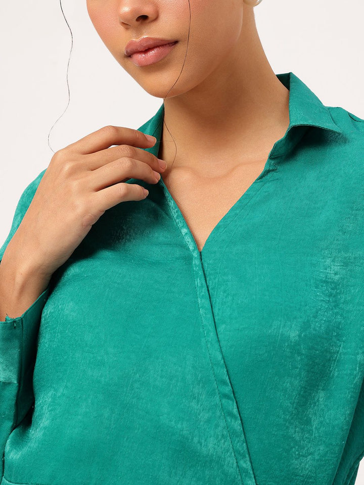 DressBerry Velvet Finish Wrap Tie-Up Mini Dress