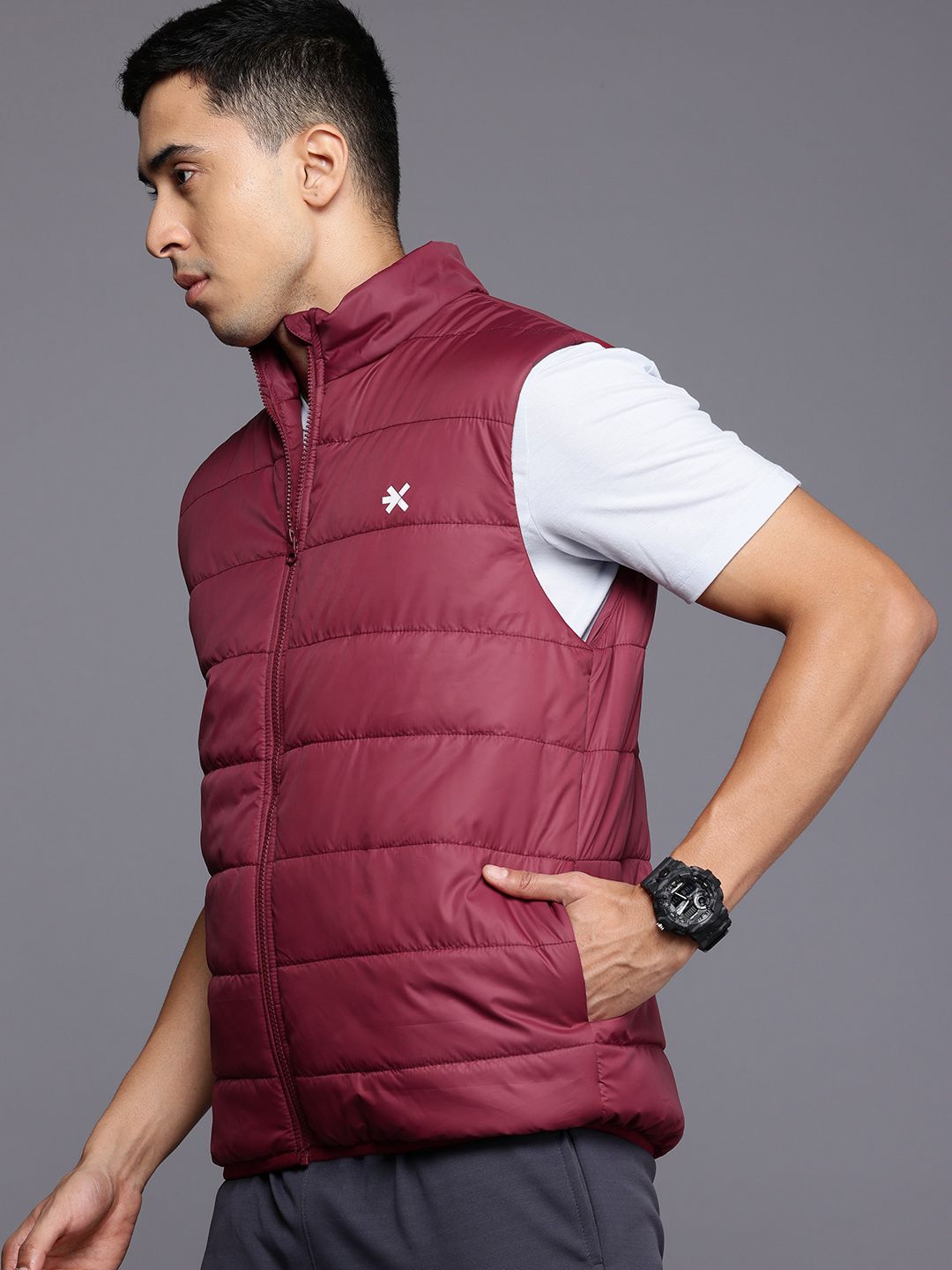 HRX by Hrithik Roshan Rapid-Dry Longline Training Padded Gilet Jacket