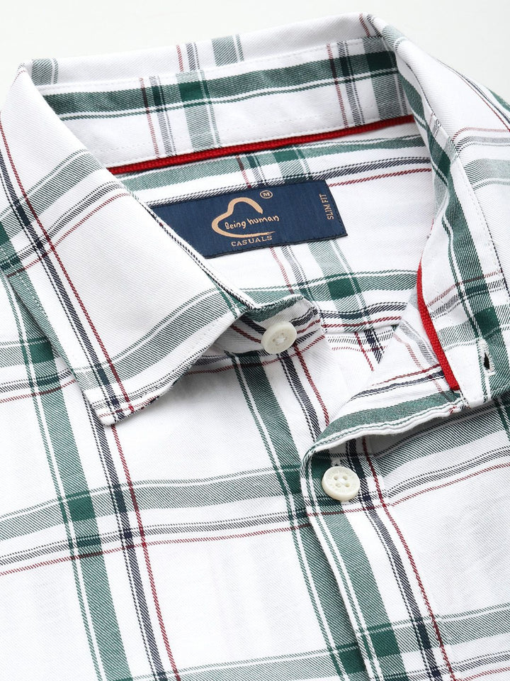 Being Human Pure Cotton Slim Fit Checked Casual Shirt