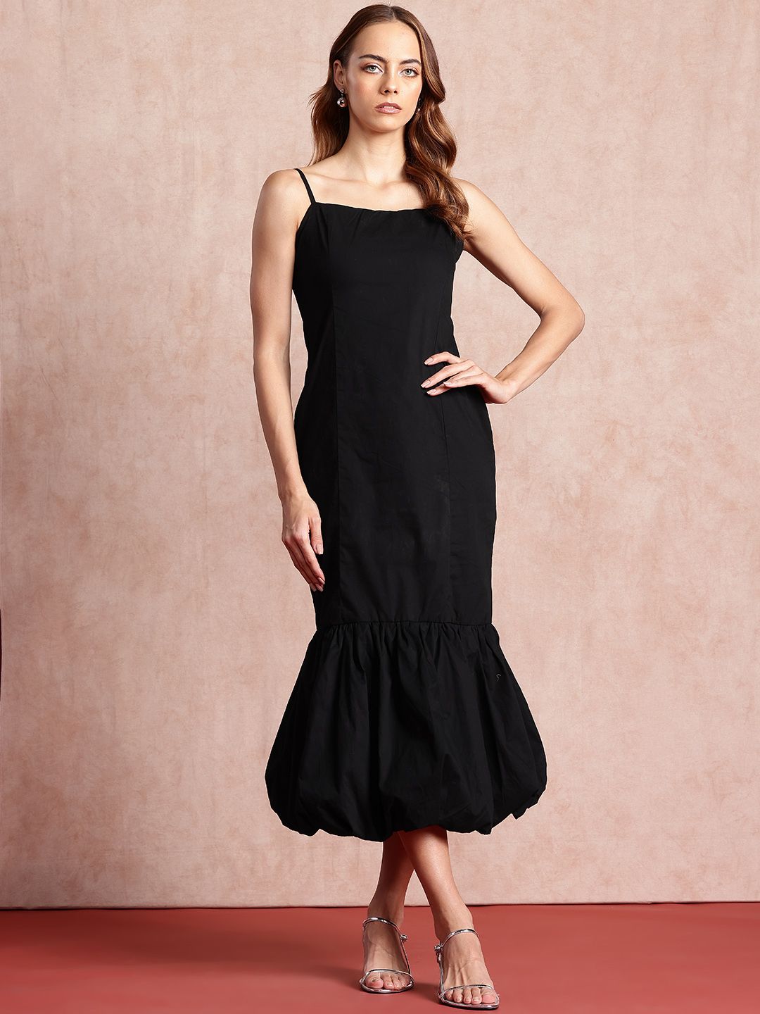 all about you Pure Cotton Shoulder Straps Drop-Waist Midi Dress