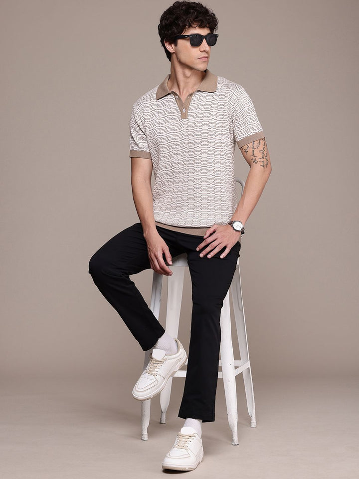 French Connection Knitted Polo Collar Bio Finish T-shirt