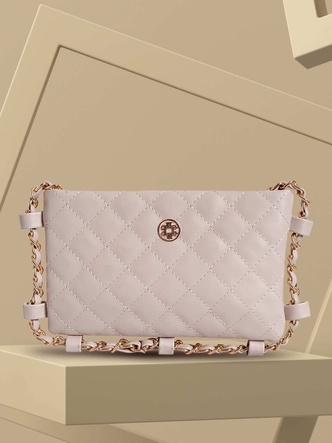 Lino Perros Beige Quilted Small Sling Bag