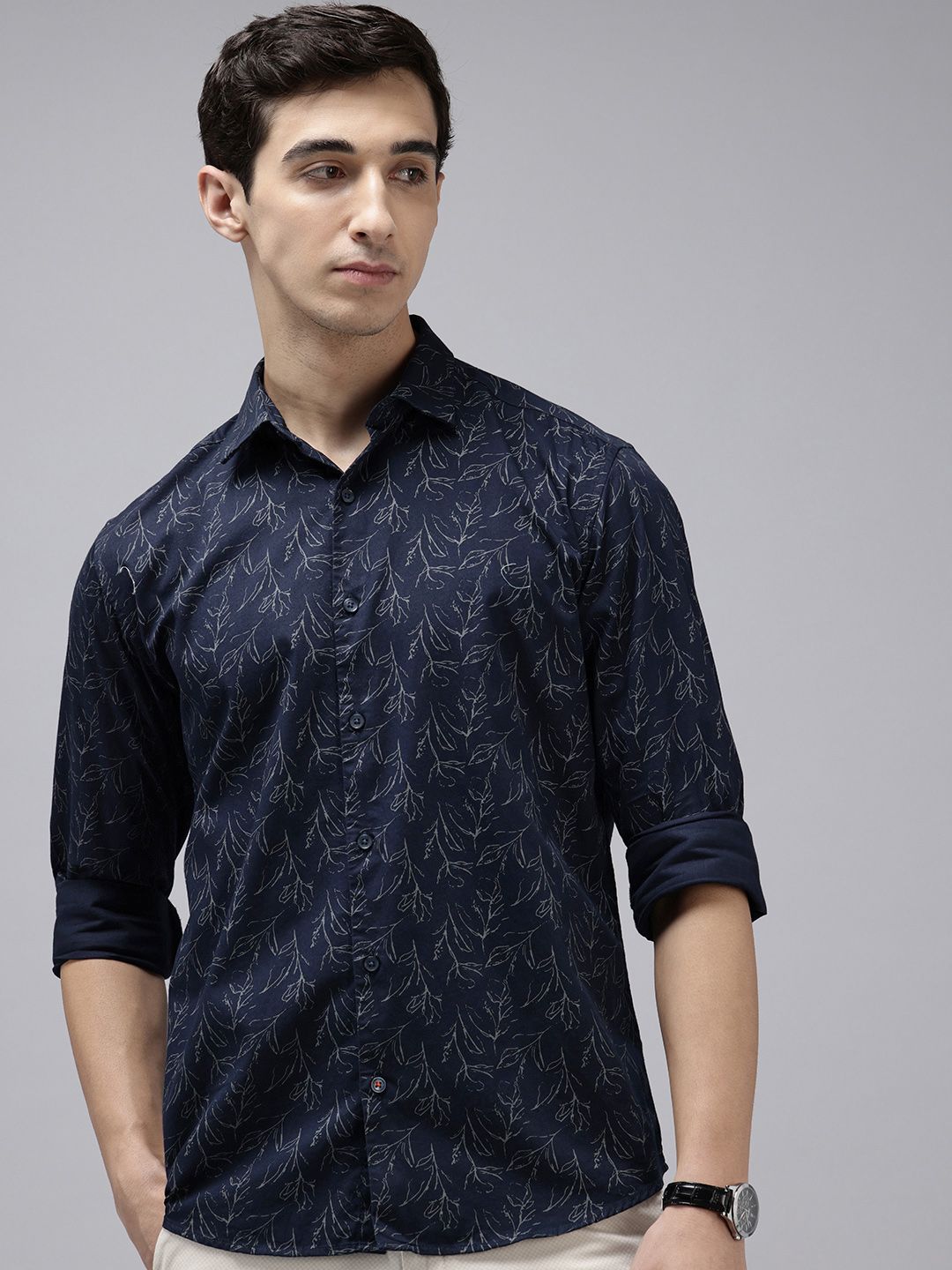 Park Avenue Slim Fit Floral Printed Pure Cotton Casual Shirt