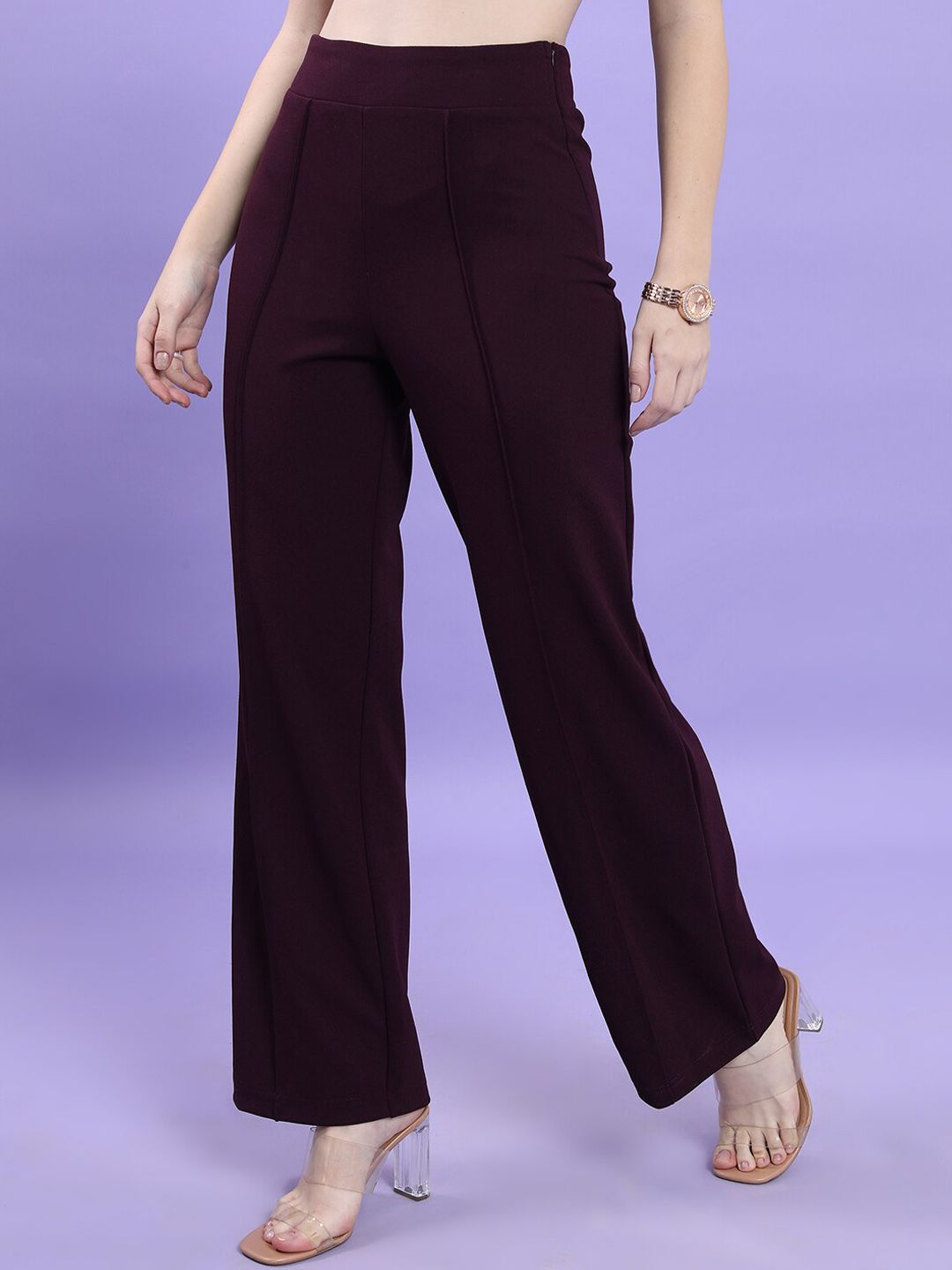 CHIC BY TOKYO TALKIES Women Flared Fit High-Rise Parallel Trousers