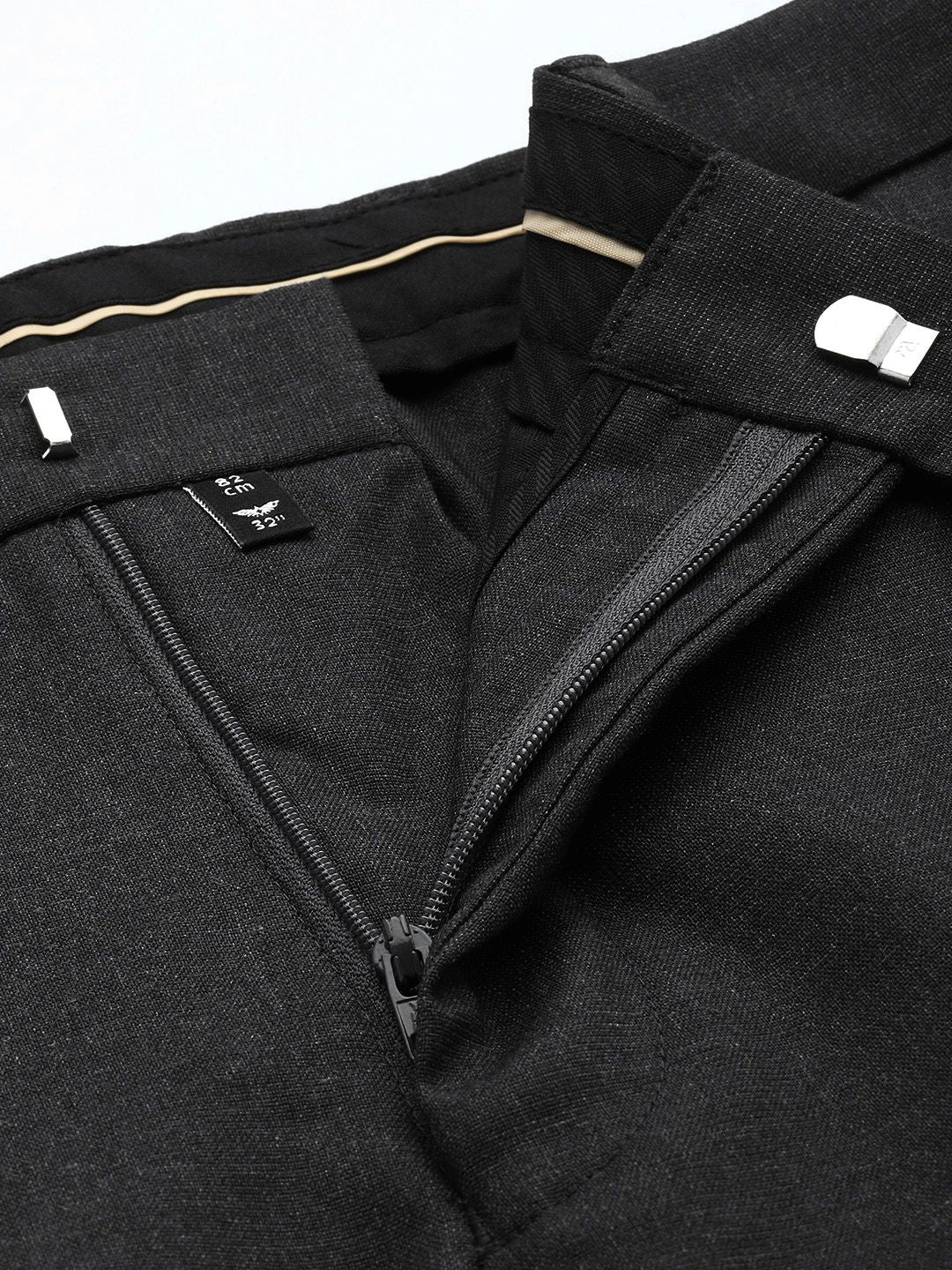 Park Avenue Men Mid-Rise Checked Smart Trousers