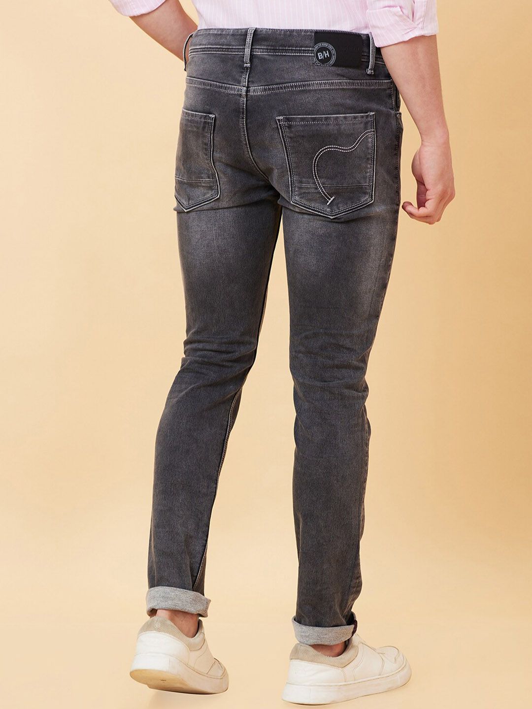 Being Human Men Skinny Fit Low Distress Heavy Fade Jeans